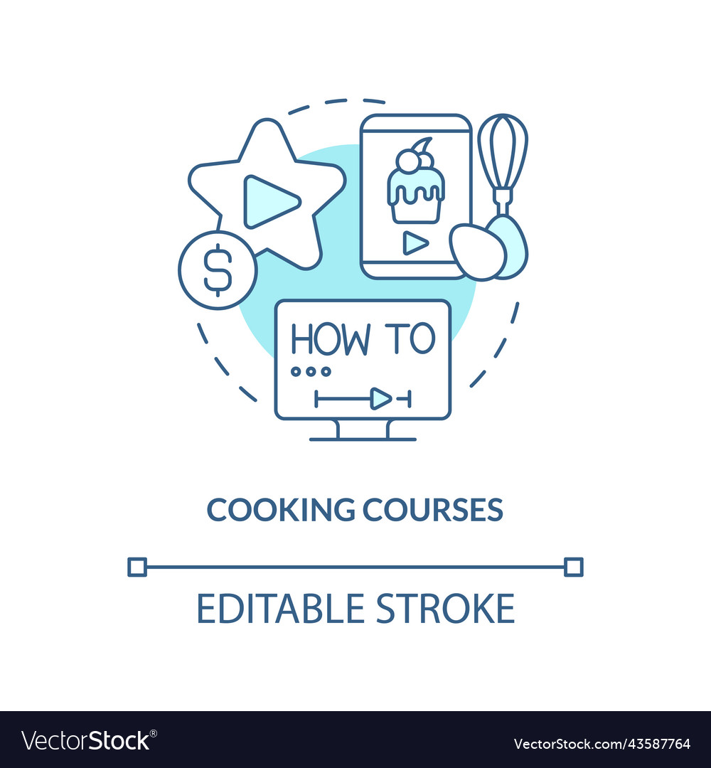 Cooking courses turquoise concept icon Vector Image Cooking courses turquoise concept icon