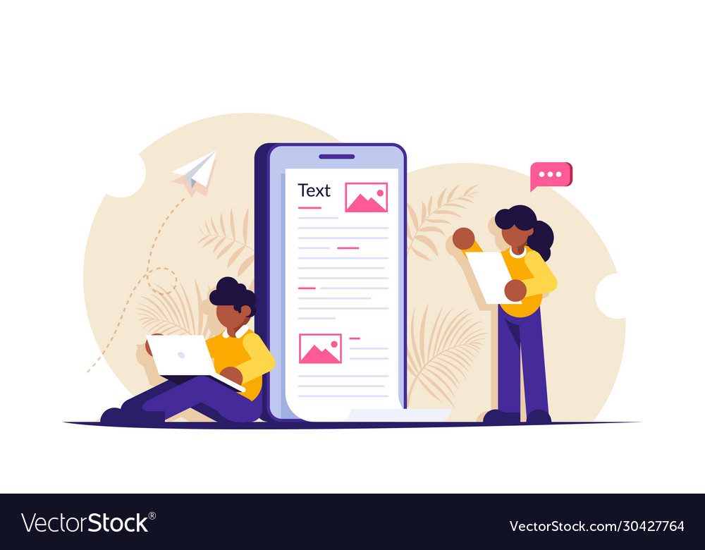 Create content concep people are working vector image Create content concep people are working