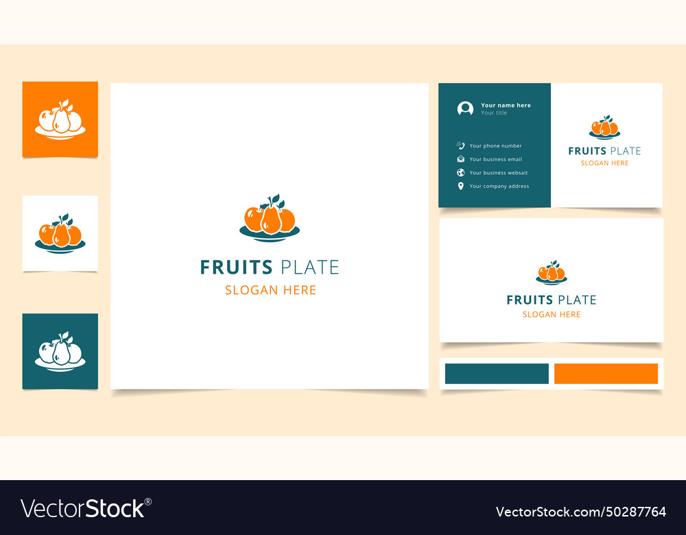 Fruits plate logo design with editable slogan