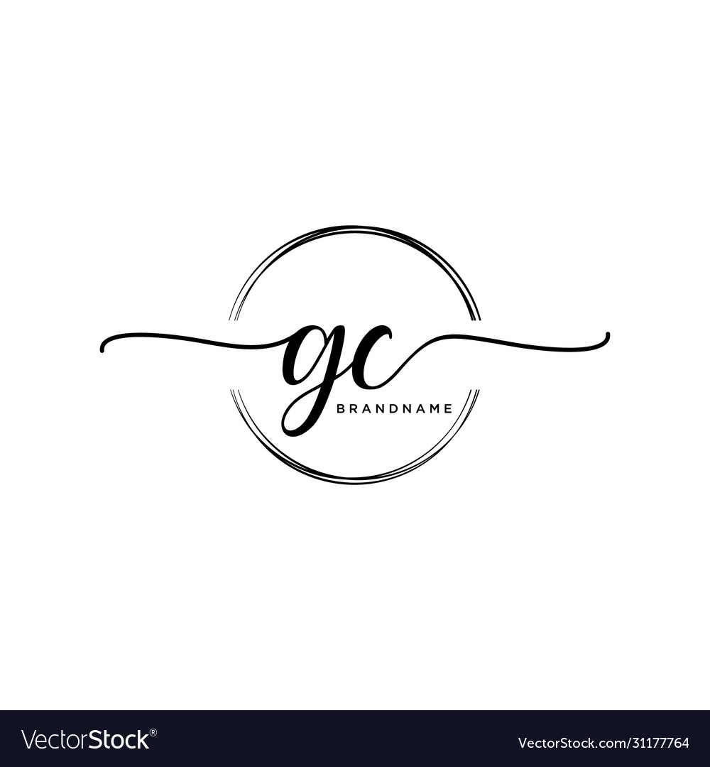 Gc initial handwriting logo with circle template vector image Gc initial handwriting logo with circle template