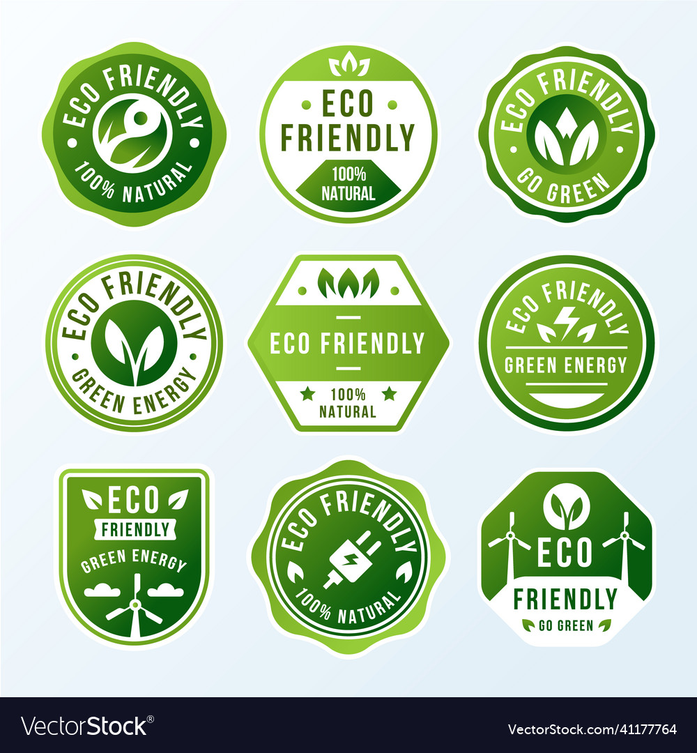 Gradient Eco Friendly Label Set Royalty Free Vector Image