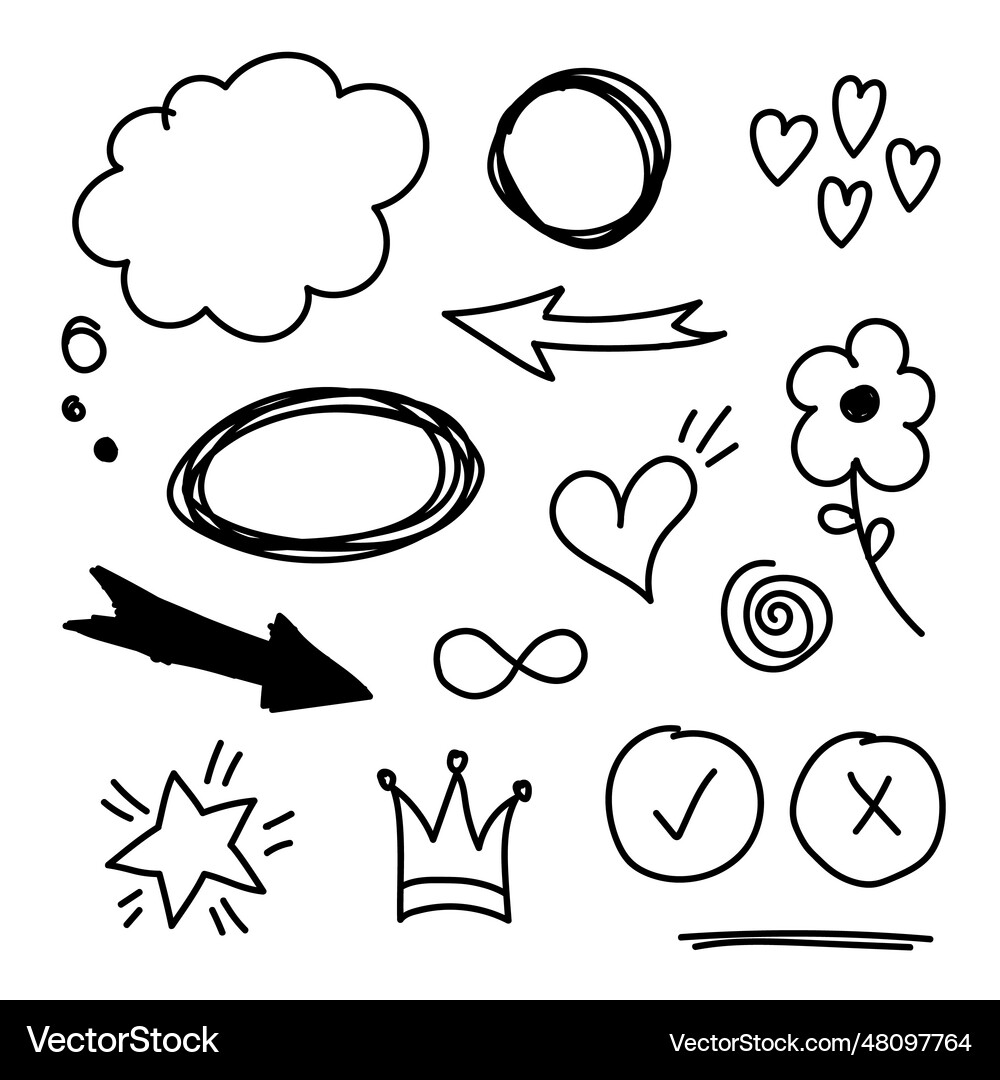 Hand drawn set elements Royalty Free Vector Image