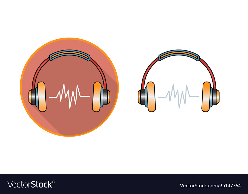 Headphones flat icon music and technology sound