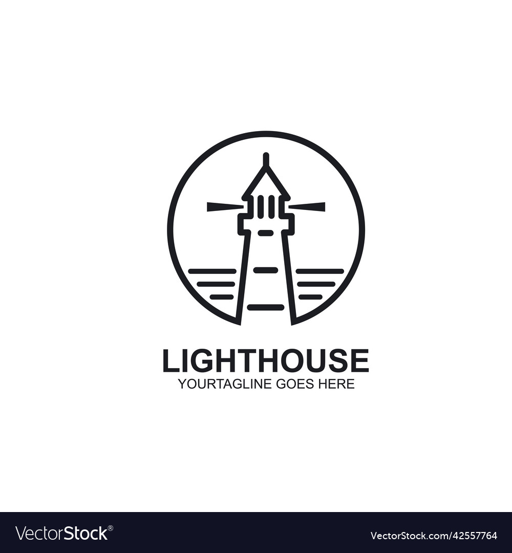 Lighthouse line circle icon design concept Vector Image