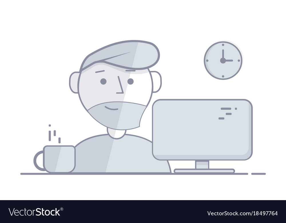 Man sits in the night behind a computer
