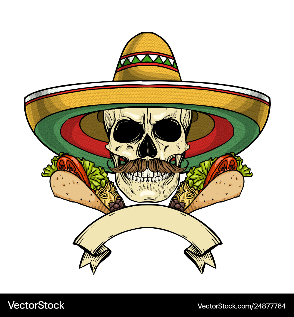 Mexican sketch skull Royalty Free Vector Image
