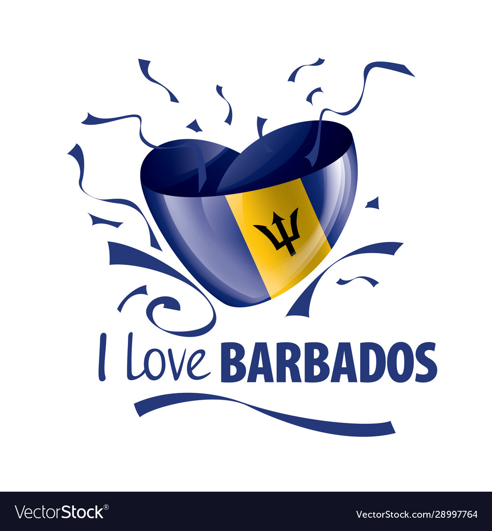 National flag barbados in shape Royalty Free Vector Image