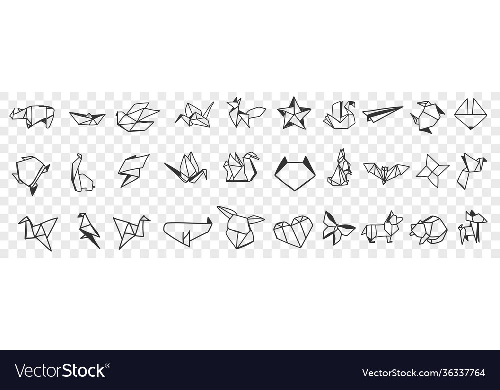 Origami decorative papers doodle set