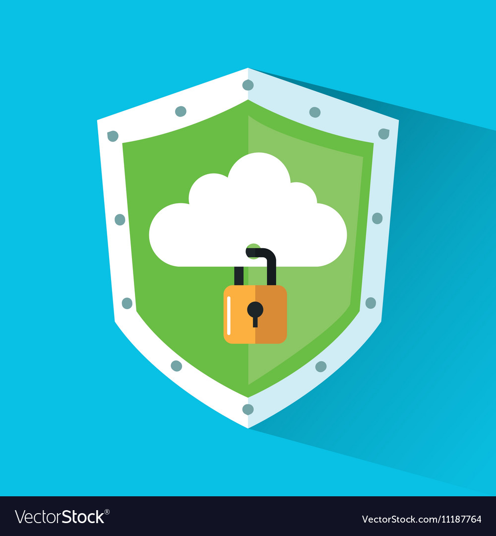 Padlock and cloud inside shield design
