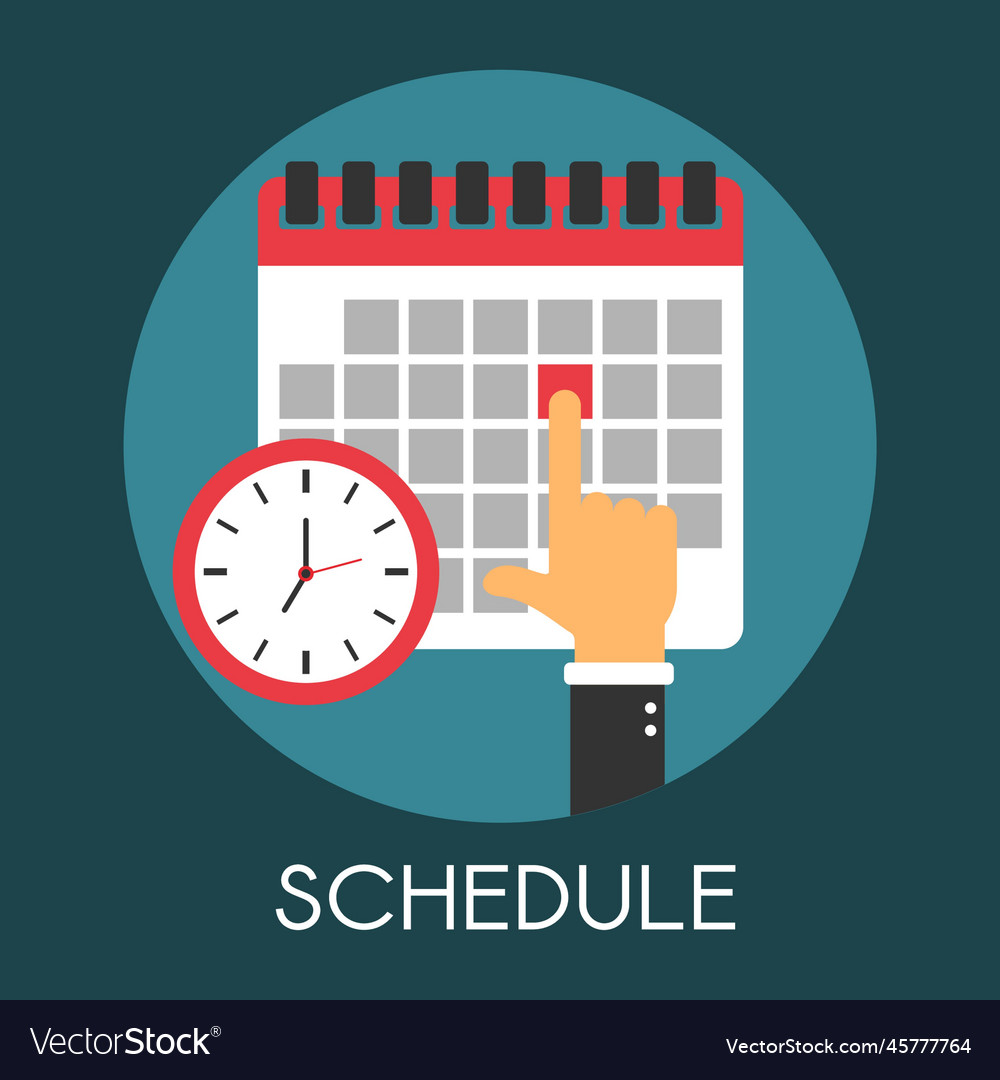 Schedule concept with calendar clock and hand