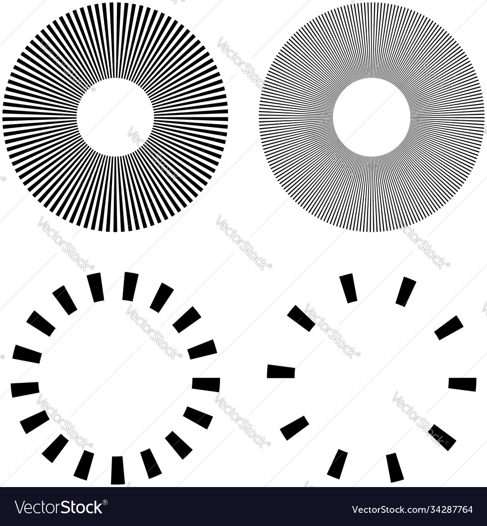 Set circular radial radiating lines beams rays vector image Set circular radial radiating lines beams rays