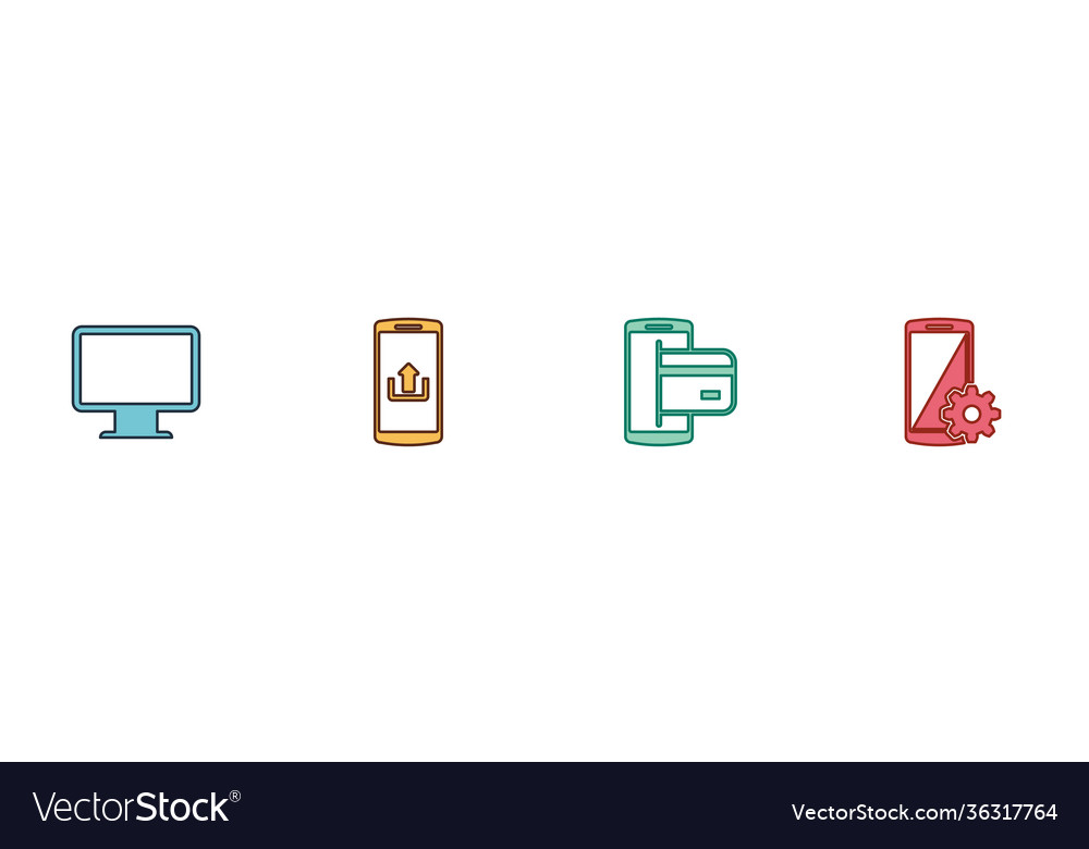Set computer monitor screen smartphone Vector Image Set computer monitor screen smartphone