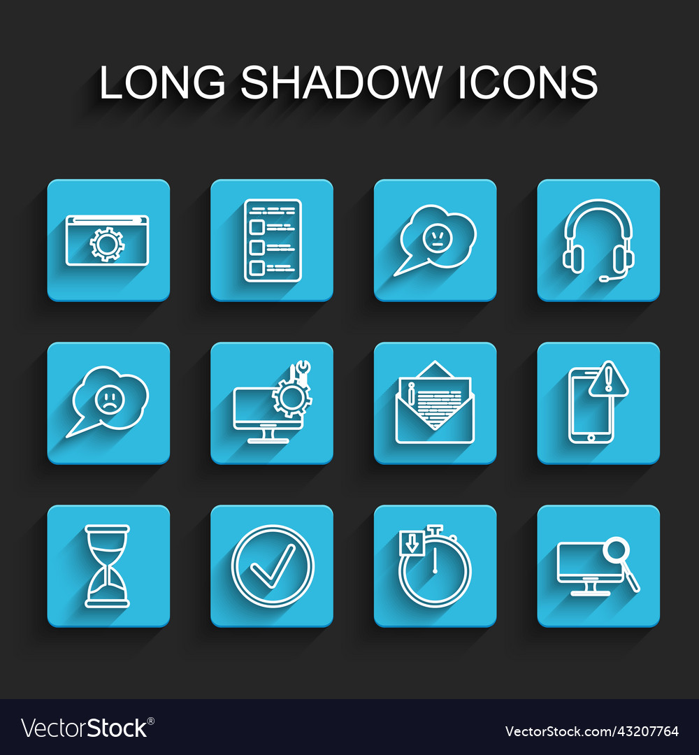 Set line hourglass check mark in circle setting vector image Set line hourglass check mark in circle setting