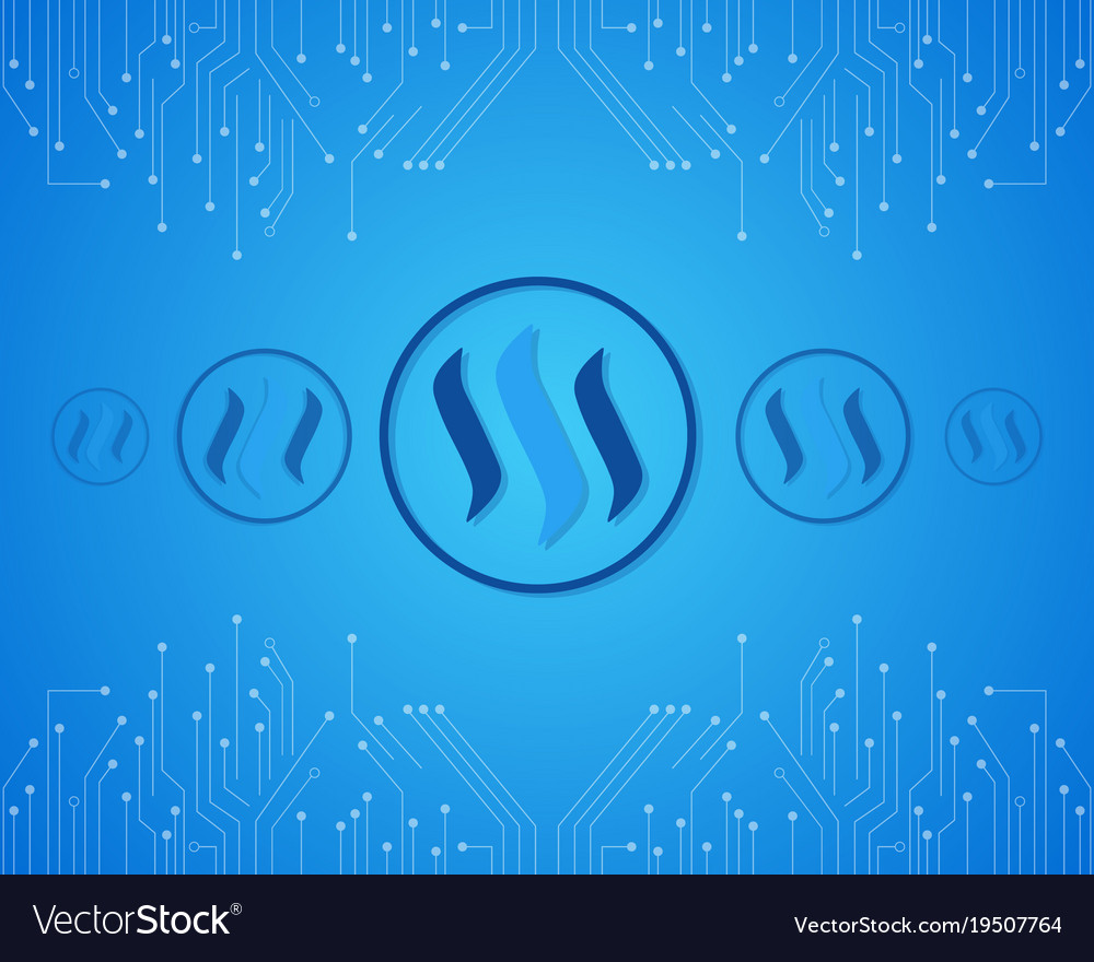 Steem blockchain on blue background