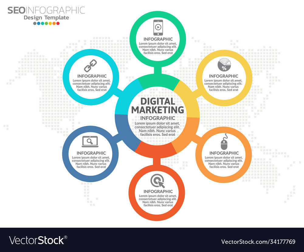 6 parts presentation business infographic Vector Image