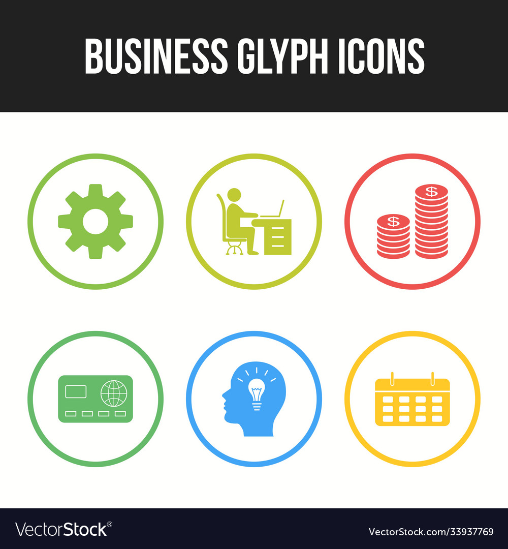 6 Unique Business Glyph Icon Set Royalty Free Vector Image