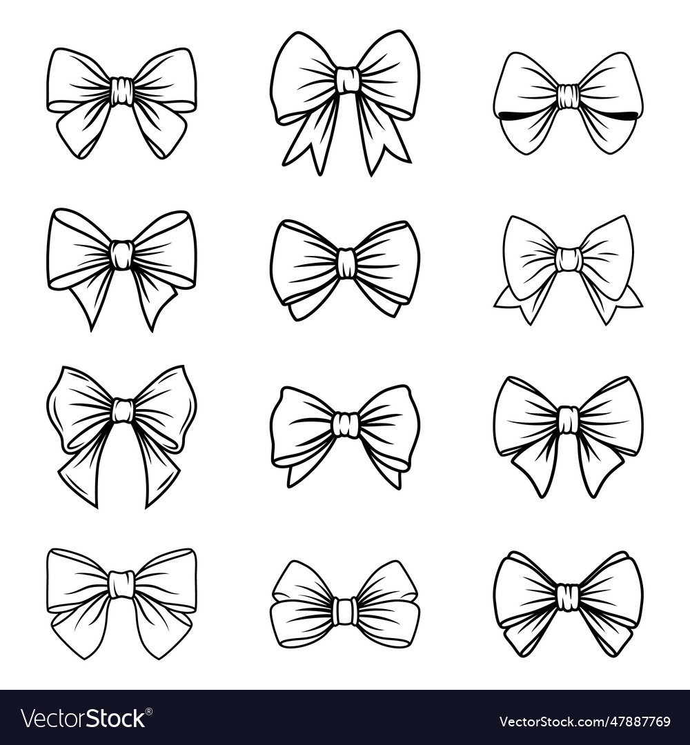 Black and white bow tie or gift bow Royalty Free Vector