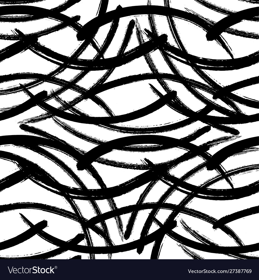 Black Brush Curl Abstract Pattern
