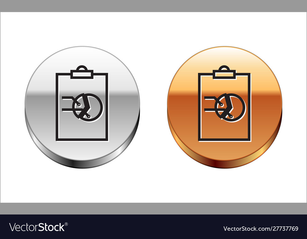 Black line clipboard with graph chart icon