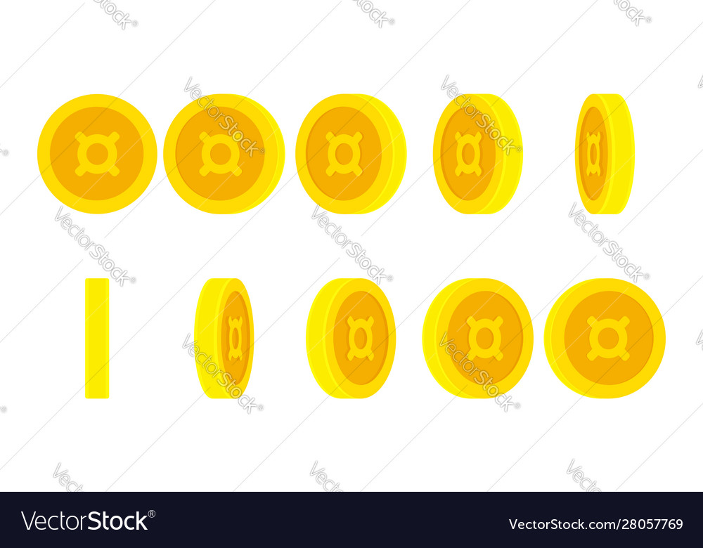 Coin with currency symbol animation sprite sheet vector image Coin with currency symbol animation sprite sheet