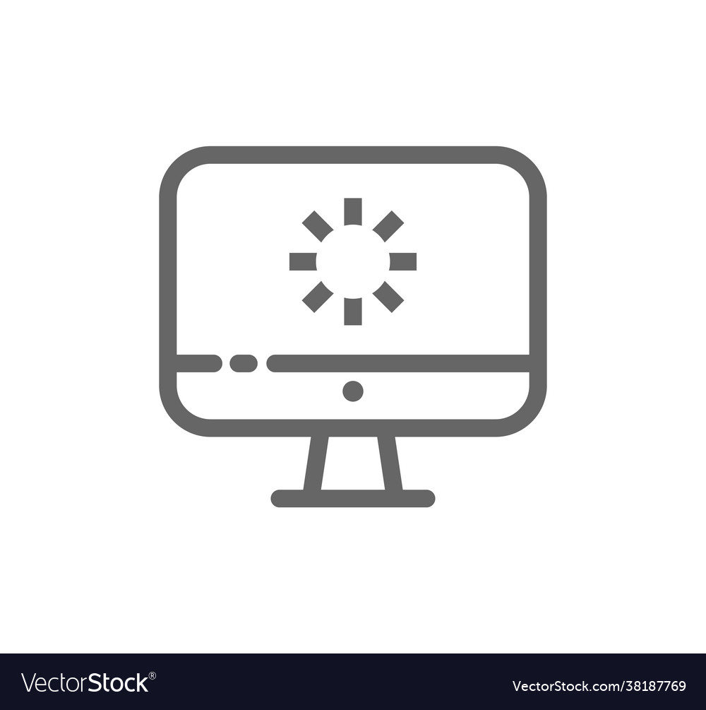 Computer monitor screen line icon set