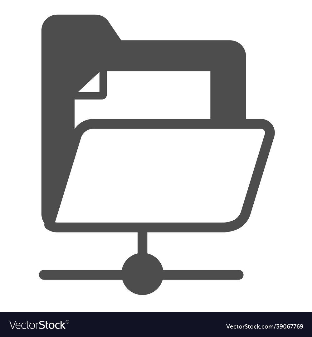 Document folder and network connection file solid vector image Document folder and network connection file solid