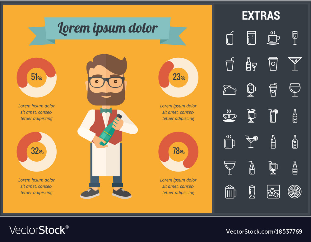 Drink infographic template elements and icons