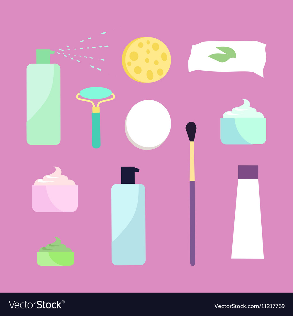 Elements for Girls Face Wash Makeup Tools Vector Image