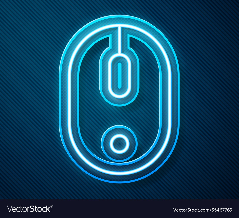 Glowing neon line computer mouse icon isolated
