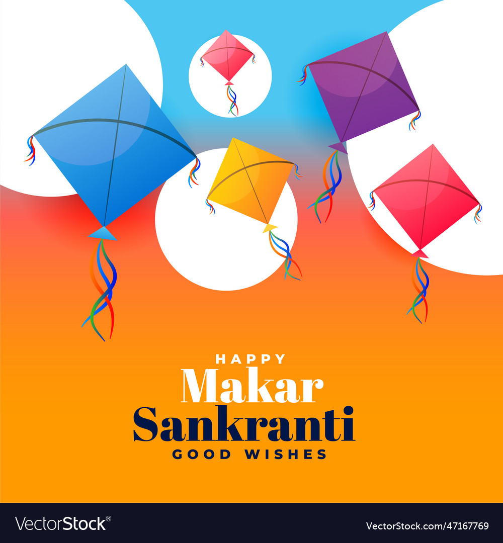 Kite festival makar sankranti wishes background Vector Image