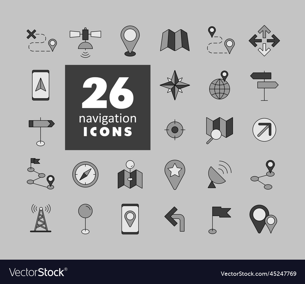 Maps location navigation icons set vector image Maps location navigation icons set