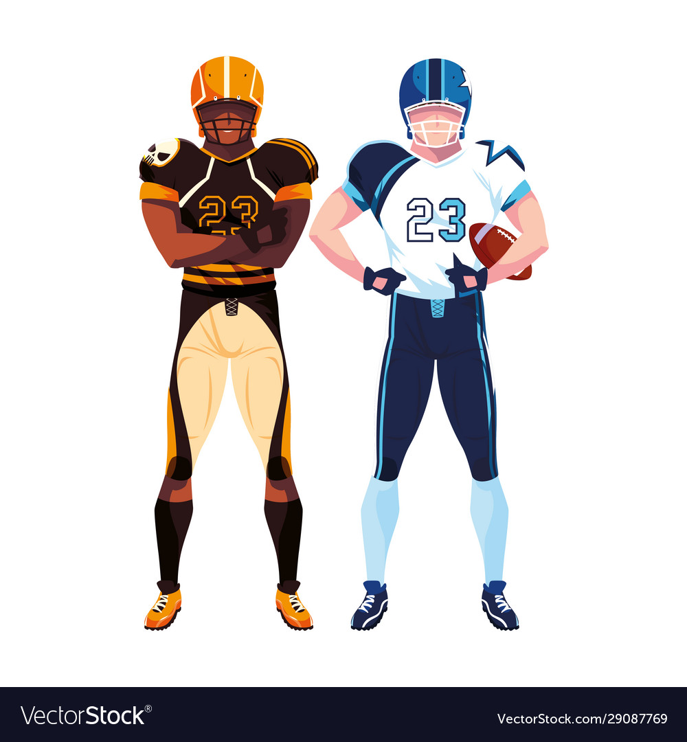 Men players american football on white background