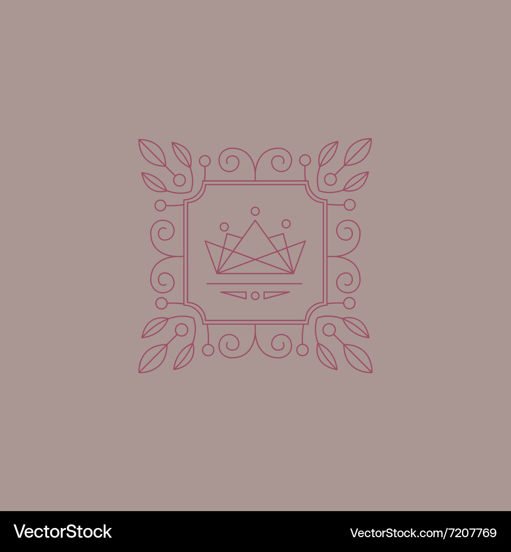 Monogram Design Template with Leaves Royalty Free Vector
