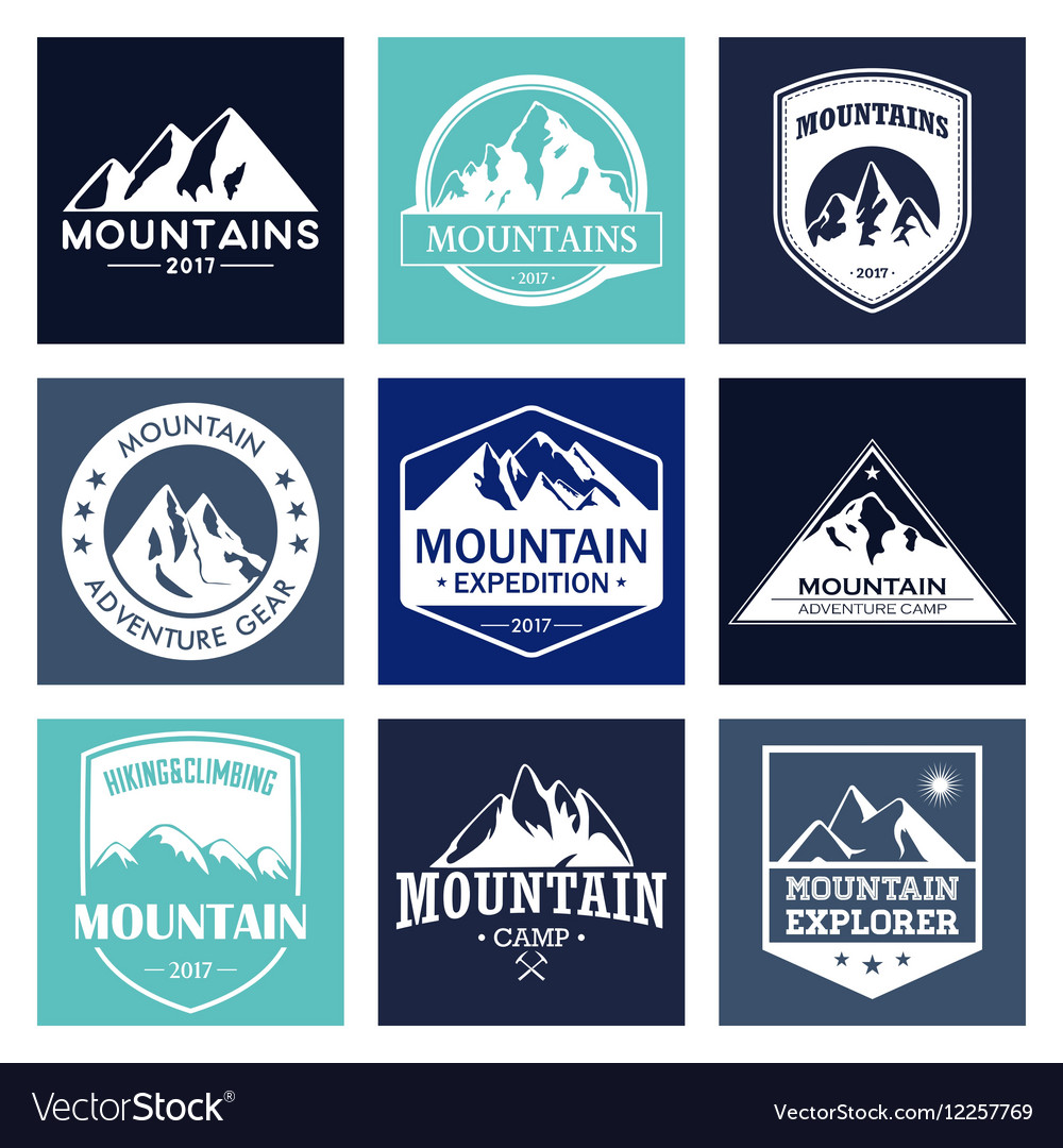 Mountain travel outdoor adventures logo set Vector Image