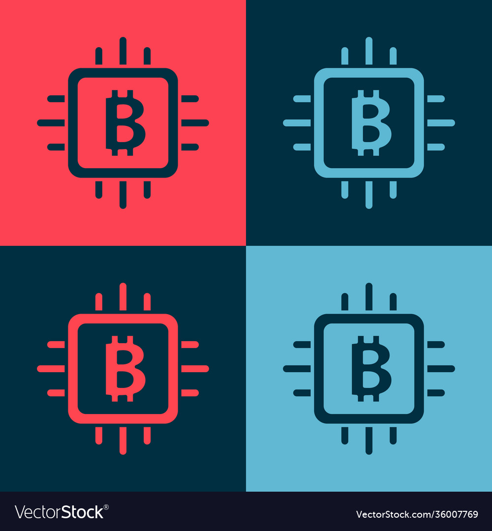 Pop art cpu mining farm icon isolated on color
