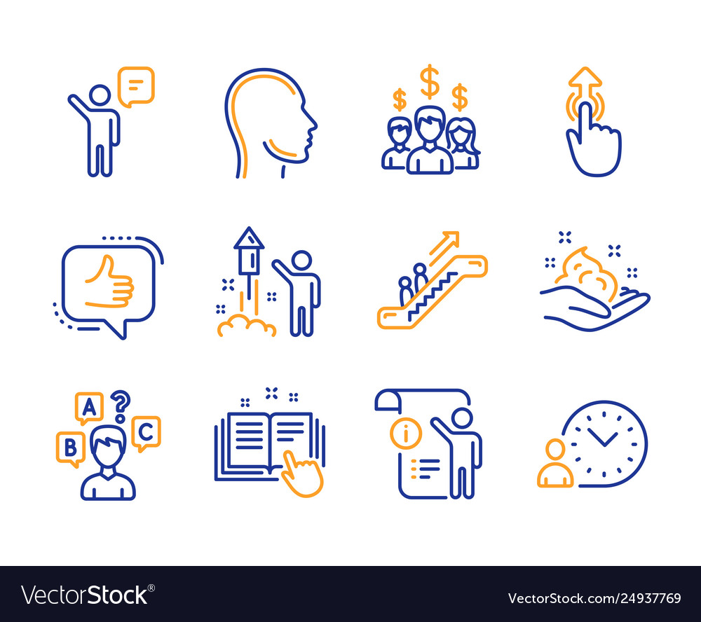 Quiz test escalator and swipe up icons set like vector image Quiz test escalator and swipe up icons set like