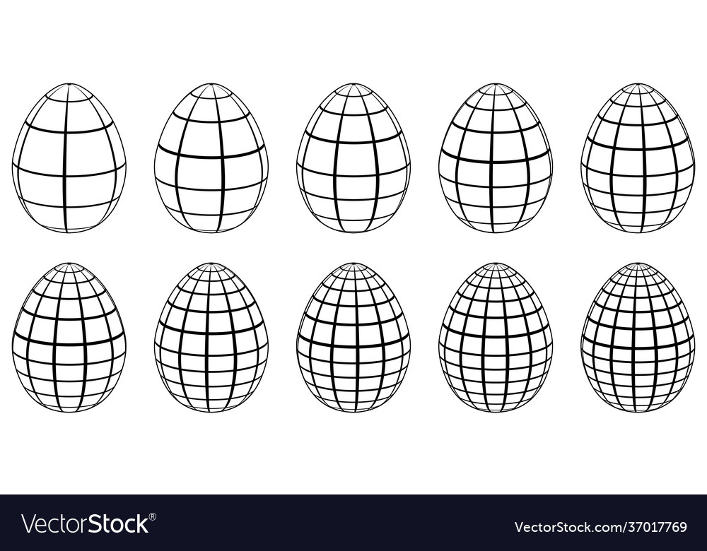 Set 3d eggs with horizontal and vertical lines