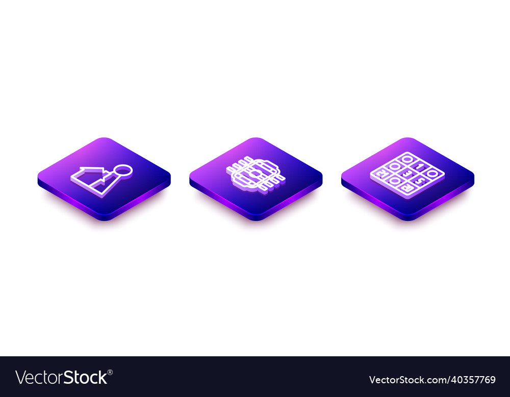 Set isometric line chip for board game table