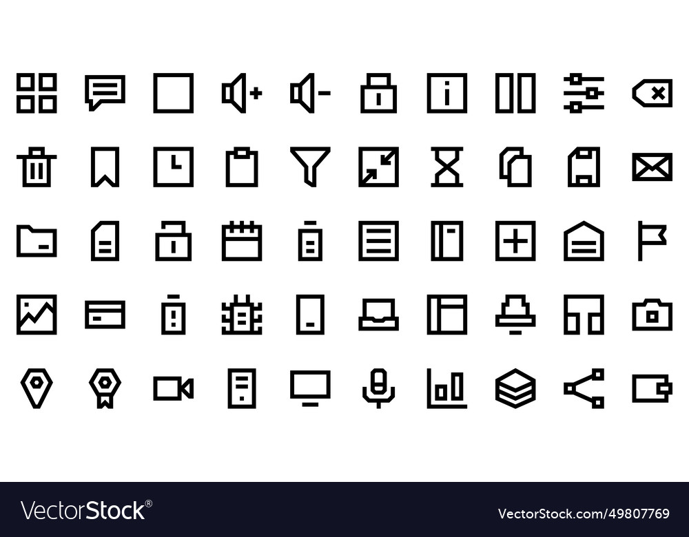 User interface set line outline icons