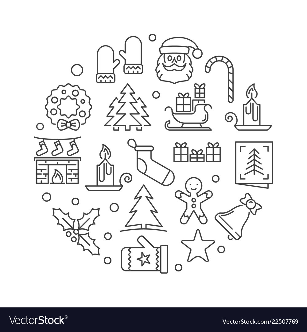 Xmas party round minimal linear Royalty Free Vector Image