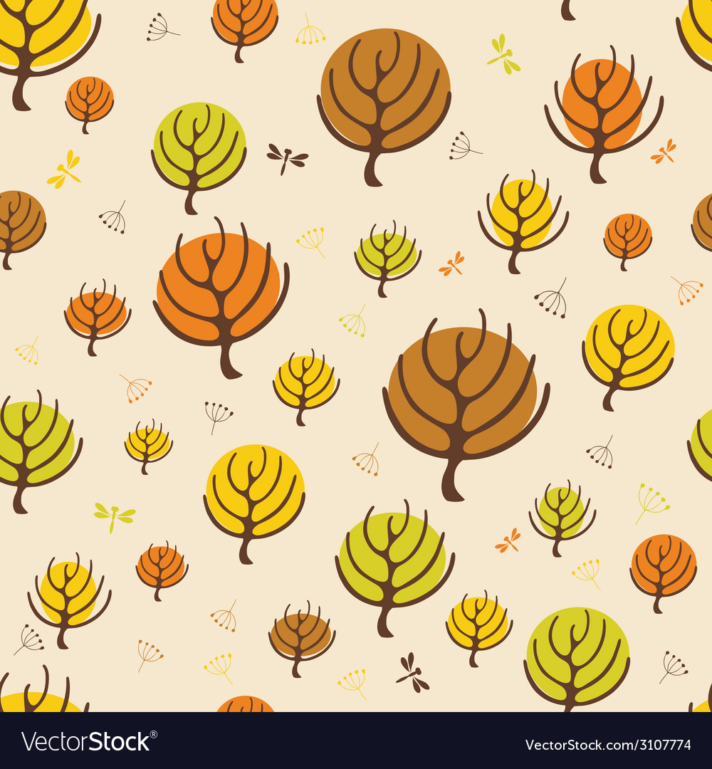 Autumn trees pattern for design wrapping paper