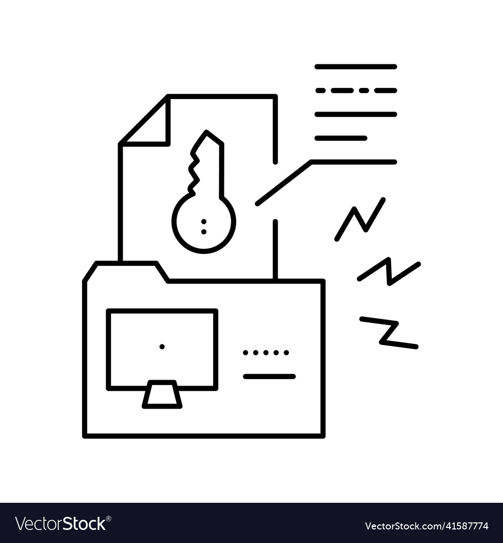 Electronic key hacking line icon