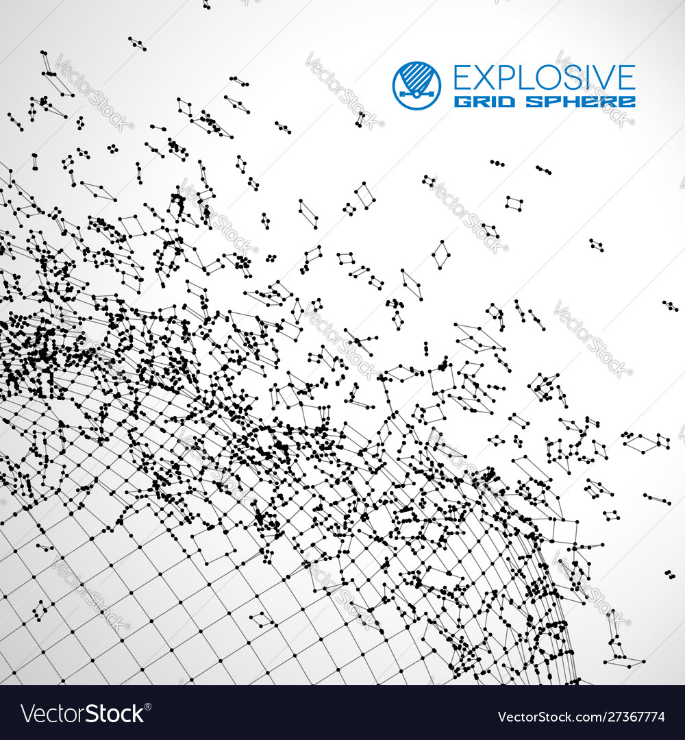 Exploded grid made connected dots vector image Exploded grid made connected dots
