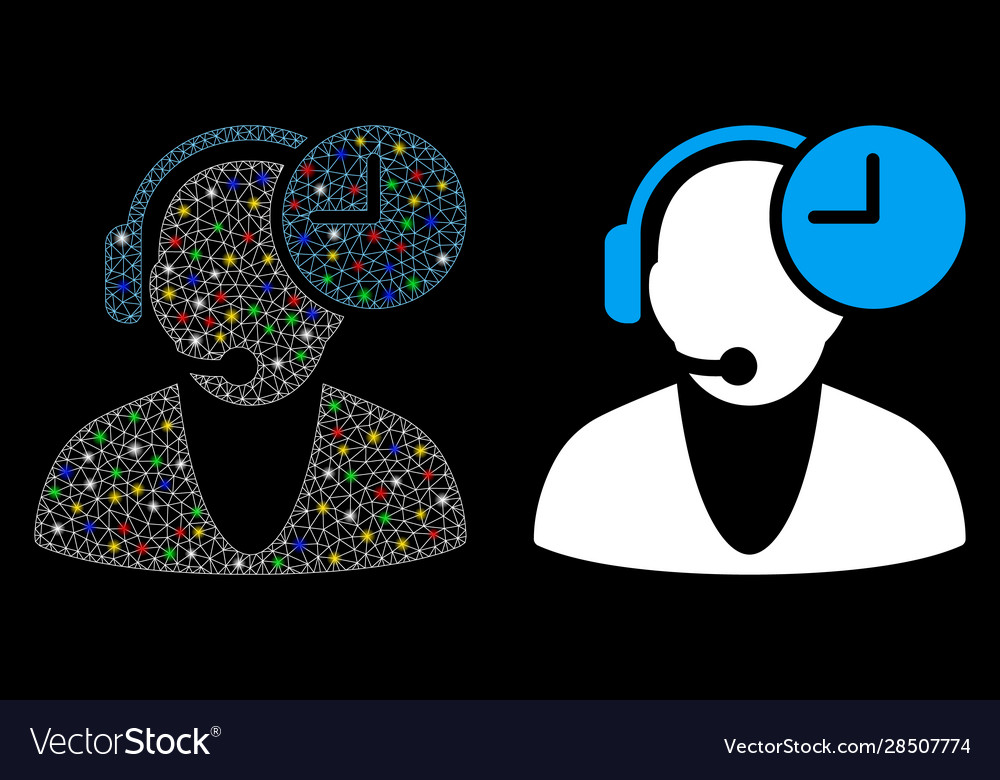 Flare mesh network operator time icon with Vector Image Flare mesh network operator time icon with