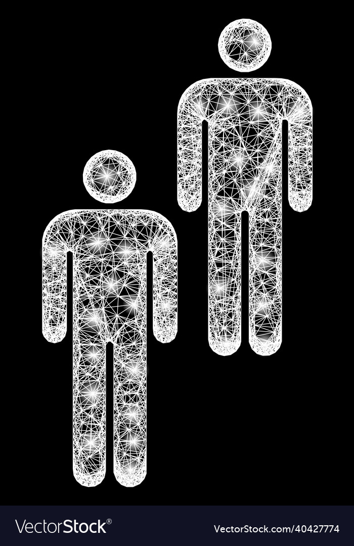 Glossy intersected mesh persons with light spots