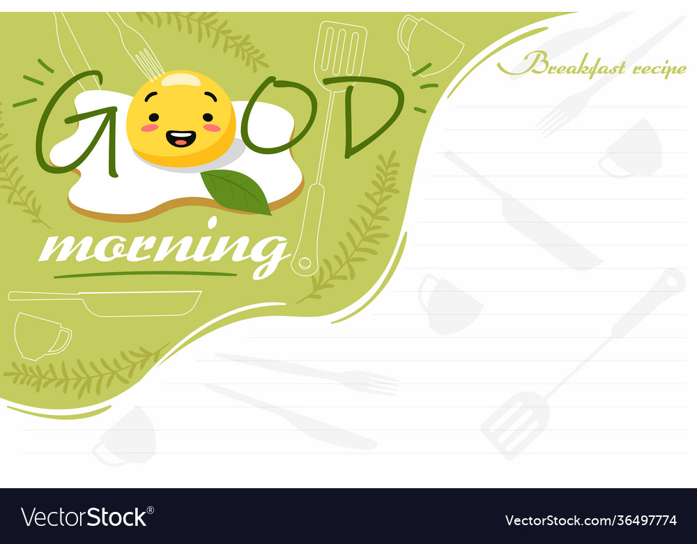 Good Morning With Cheerful Scrambled Eggs Banner Vector Image