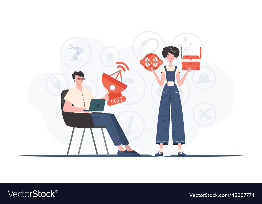 Internet of things and automation concept vector image Internet of things and automation concept
