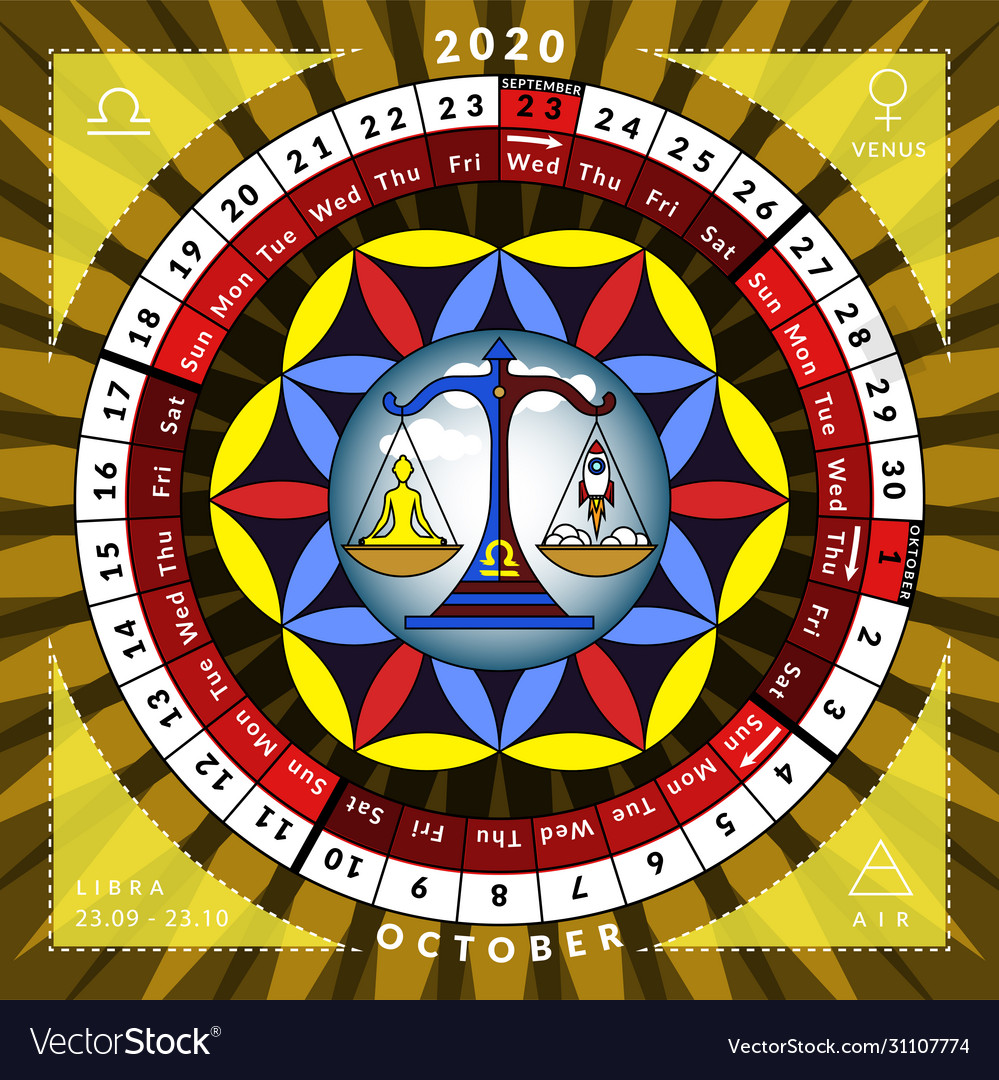 Libra zodiacal circle calendar year 2020