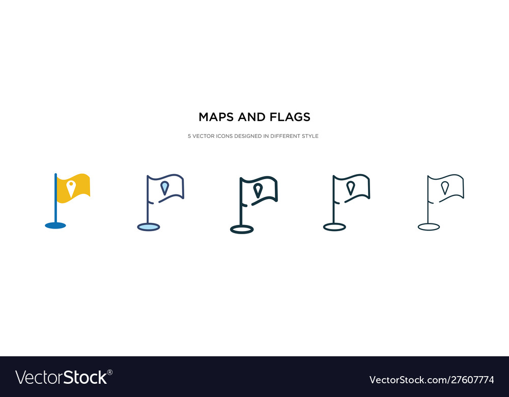 Maps and flags icon in different style two