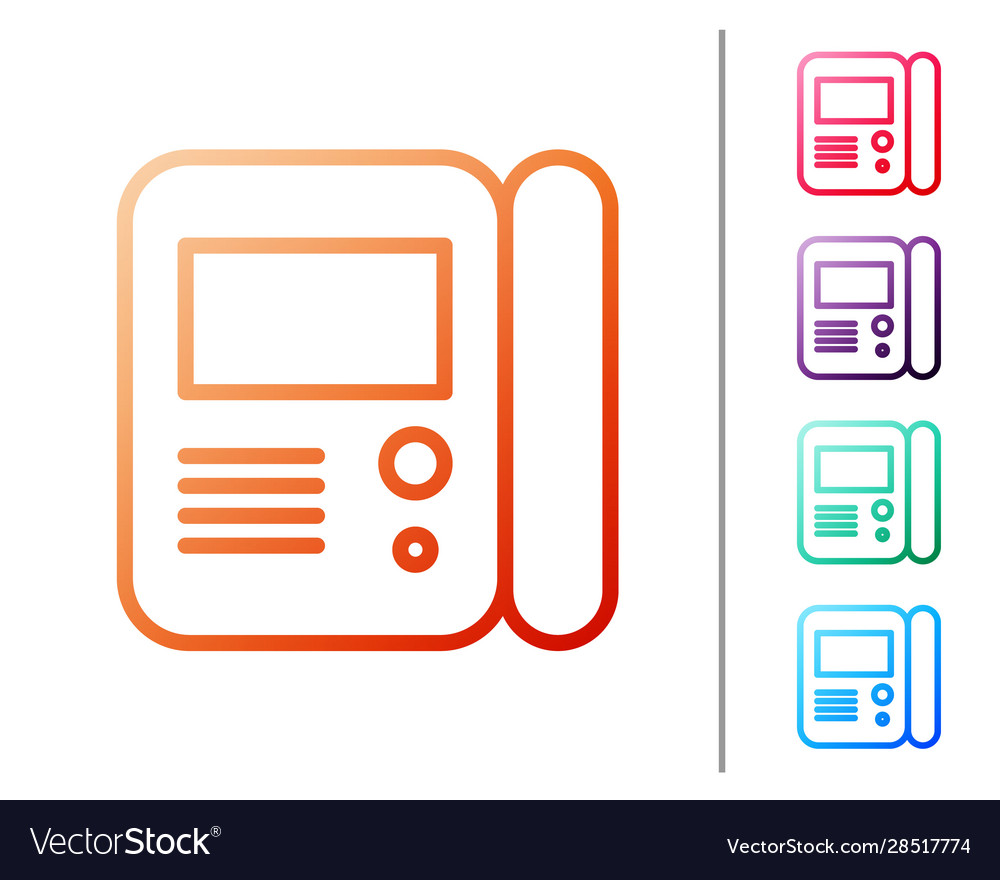 Red line house intercom system icon isolated vector image Red line house intercom system icon isolated